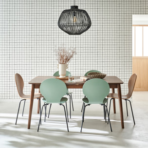 Table à manger rectangulaire extensible bois d'hévéa et placage chêne 6-8 places LINA