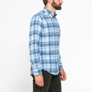 CAMICIA FANTASIA IN FLANELLA LEGGERA CON PREGIATO FILATO MELANGE