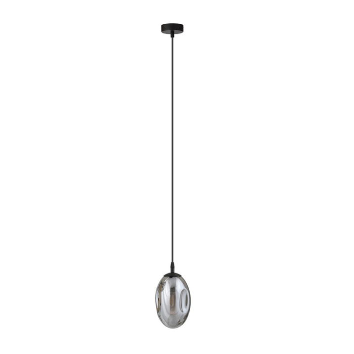 Lampada a sospensione ASTRAL in acciaio nero e vetro grafite