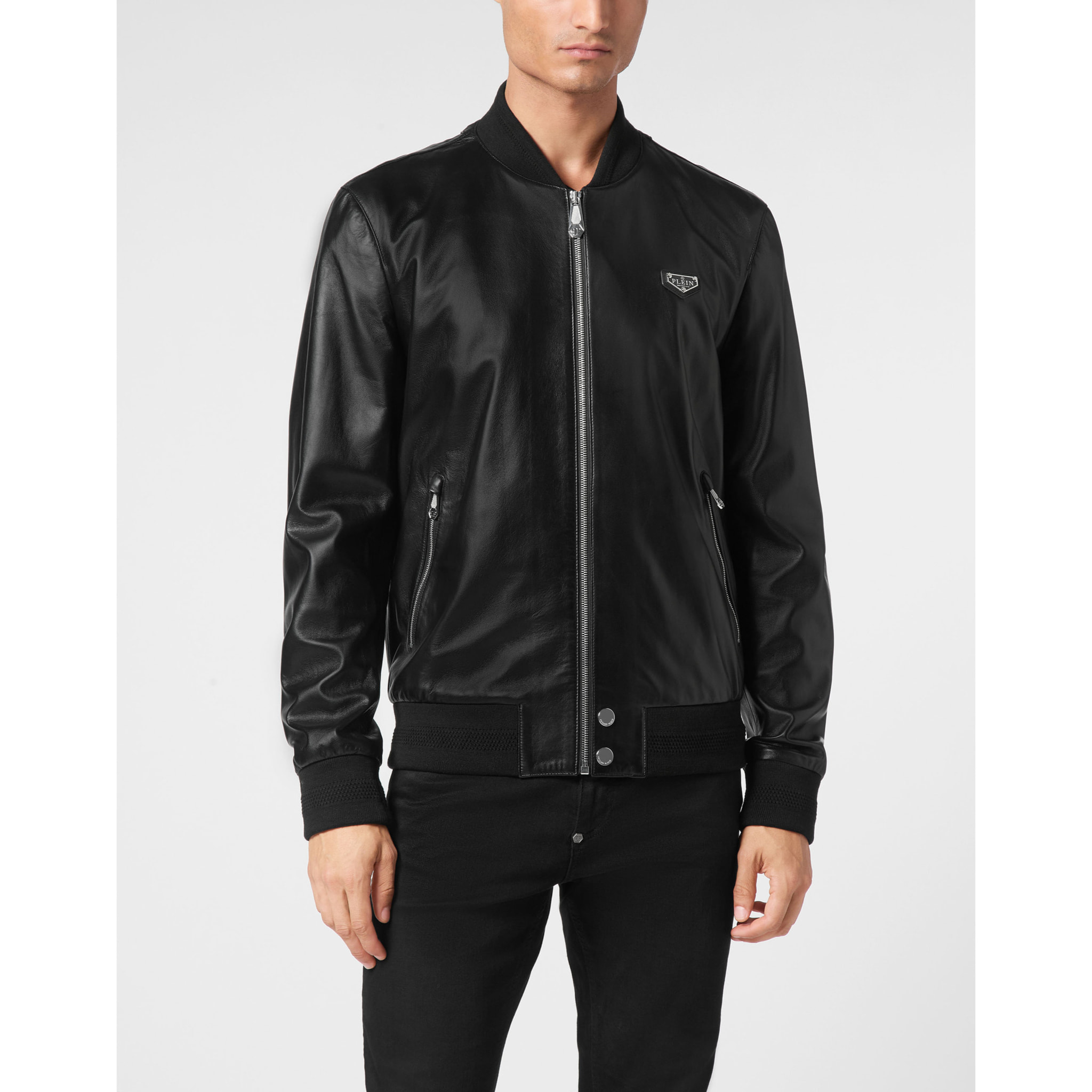 PHILIPP PLEIN Leather Bomber ICONIC PLEIN