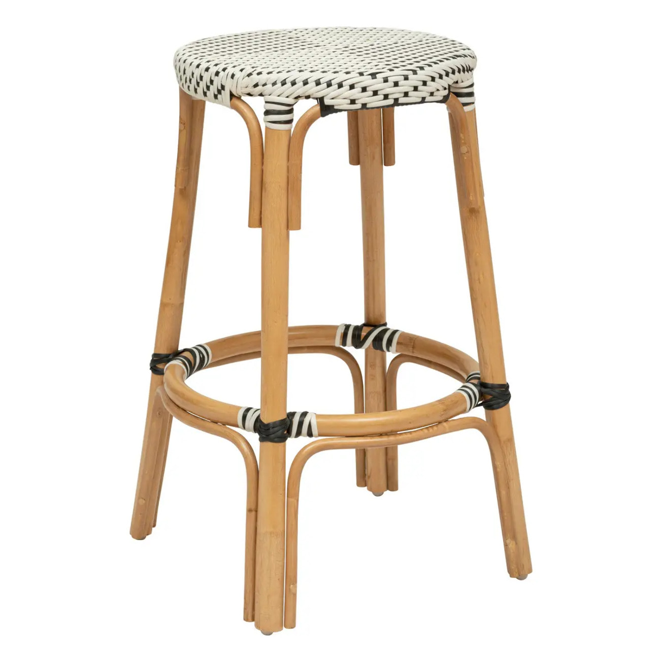 Tabouret de bar "Trecia" en rotin 40x40cm blanc