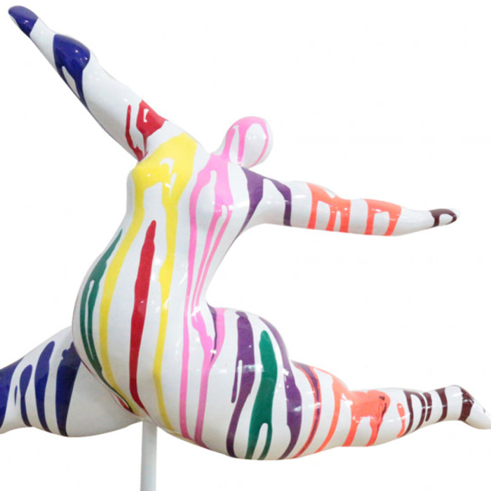 Statue femme ronde qui saute multicolore en résine H46cm - JUMP 2
