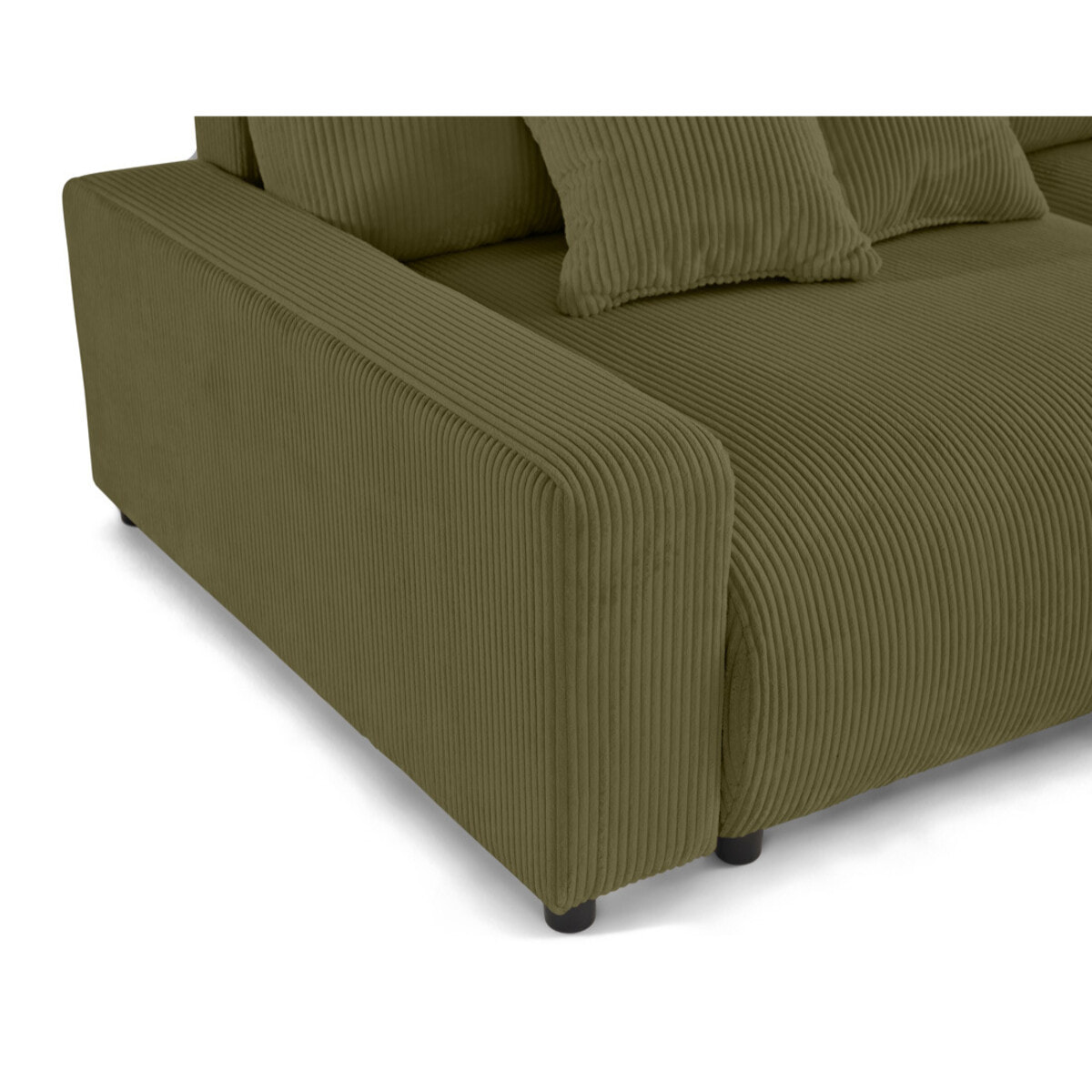 Pivoine - canapé d'angle 4 places réversible convertible avec 2 coffres en velours côtelé - Vert