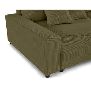 Pivoine - canapé d'angle 4 places réversible convertible avec 2 coffres en velours côtelé - Vert