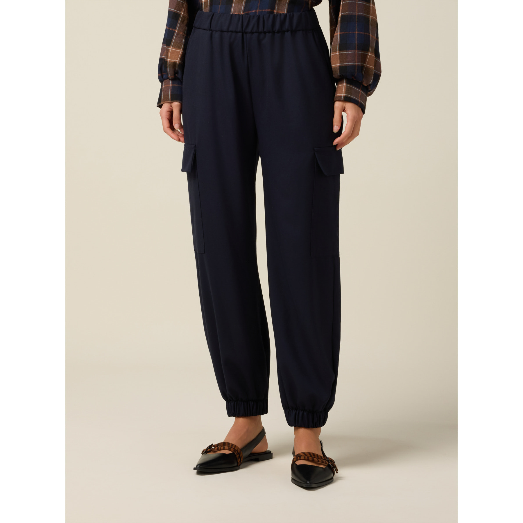 Oltre - Pantaloni joggers cargo - Blu