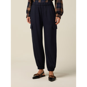 Oltre - Pantaloni joggers cargo - Blu