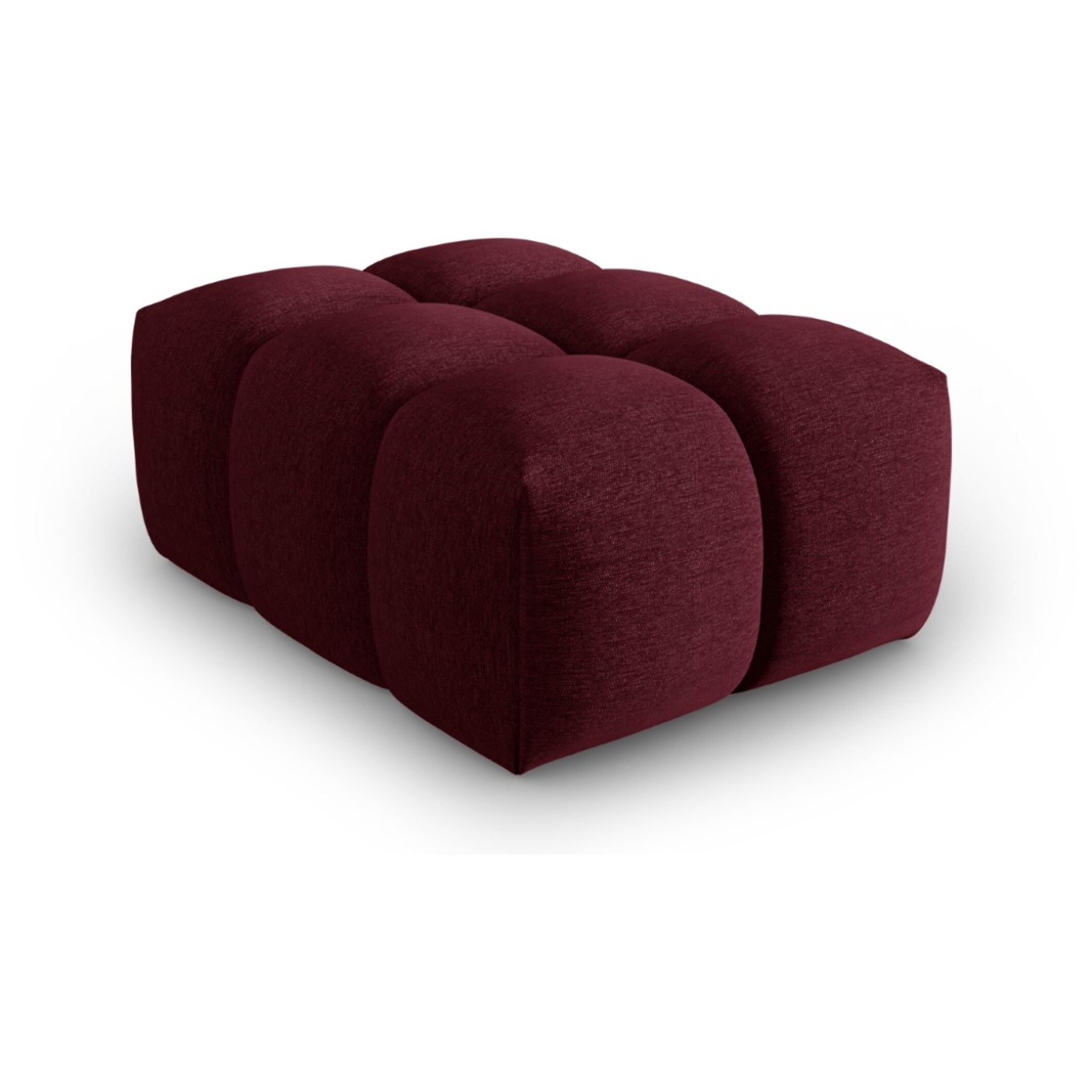 Pouf "Lorella" en tissu structurel bordeaux