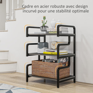 Meuble imprimante design - support imprimante 3 étagères - acier panneaux noir