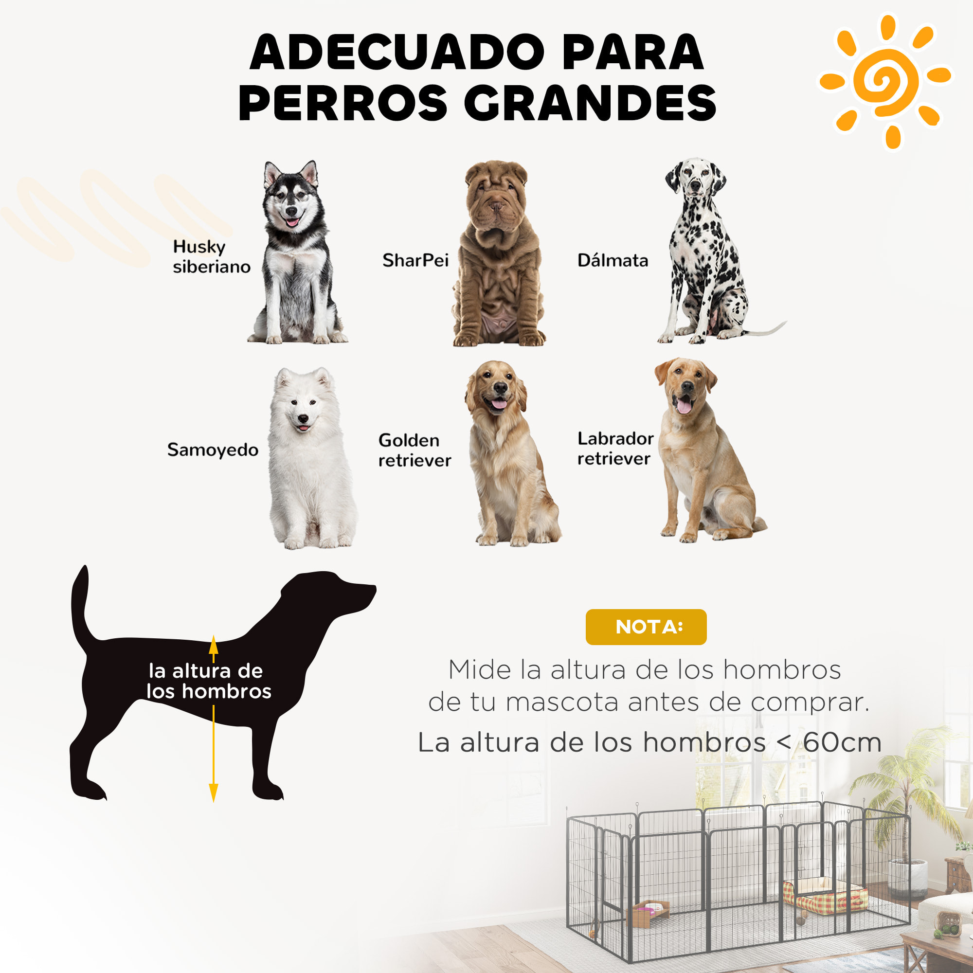 Parque para Perros de 12 Paneles de 100 cm de Altura, Vallas para Perros de Acero Resistente Plegable, con Puertas, para Interior y Exterior, Negro
