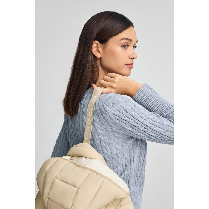 Chaqueta ultralight beige con logo Polo Club