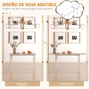 Mesa de Comedor Extensible para 4-6 Personas Mesa de Cocina Moderna con Patas de Acero para Salón Comedor 160x70x76 cm Madera Natural