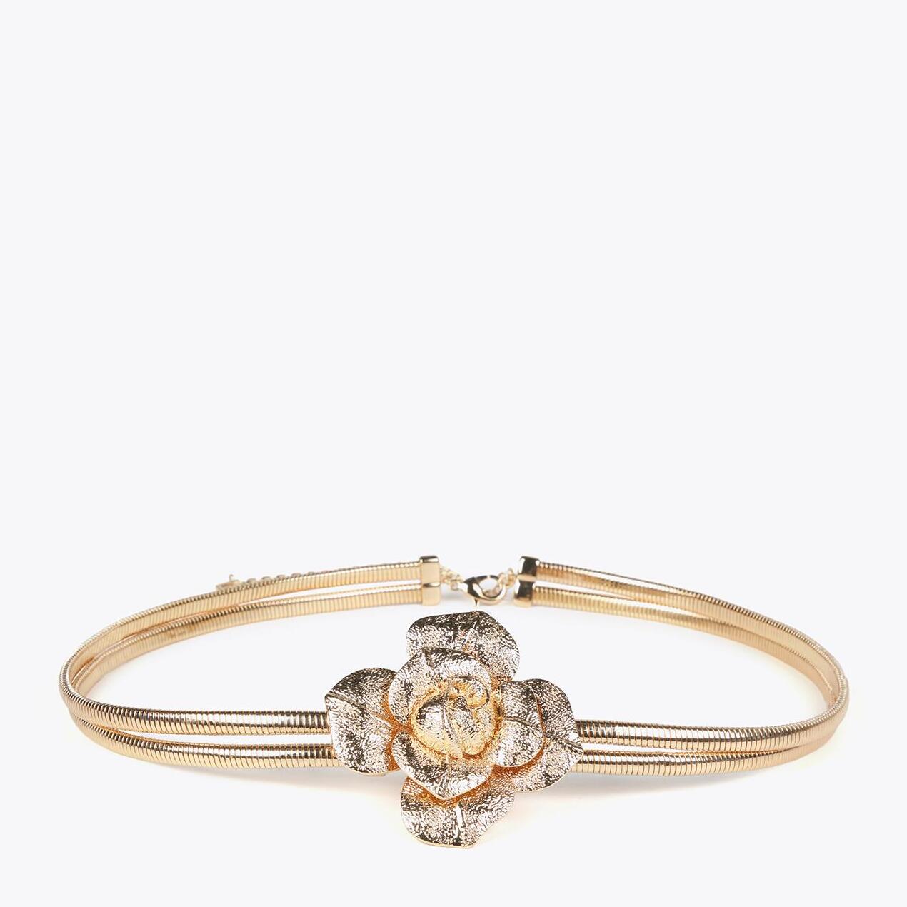 Cintura elasticizzata in metallo con fiore