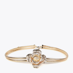 Cintura elasticizzata in metallo con fiore