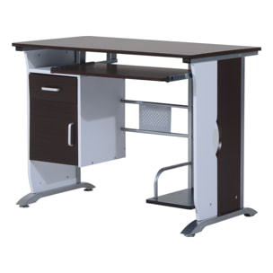 Bureau informatique design 100L x 52l x 75h cm brun noir et blanc