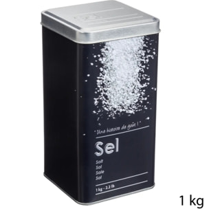 Boîte sel 1kg métal "Black Edition" noir