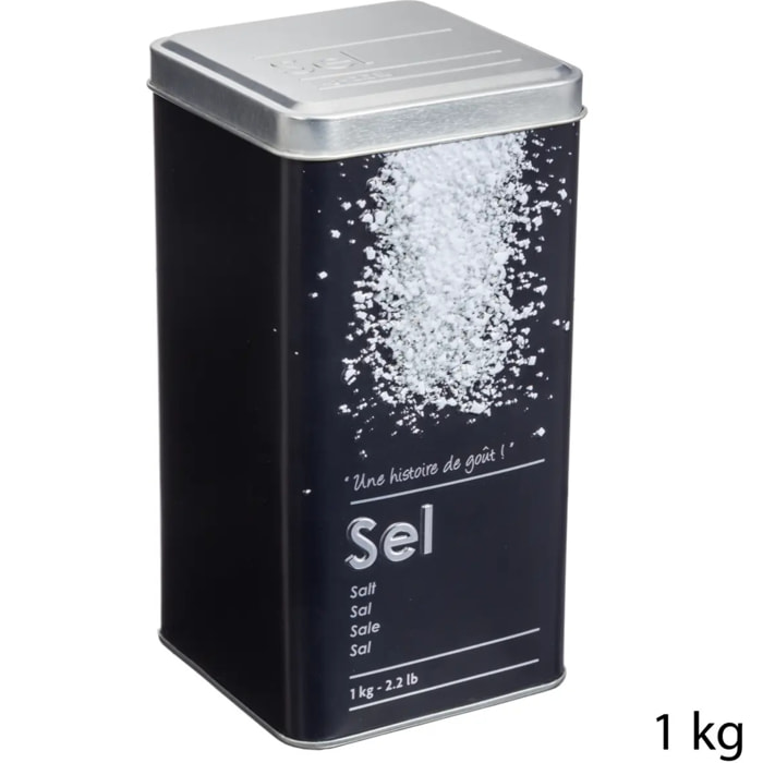 Boîte sel 1kg métal "Black Edition" noir