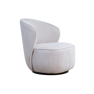 Fauteuil design pivotant en tissu effet velours texturé beige AMBER