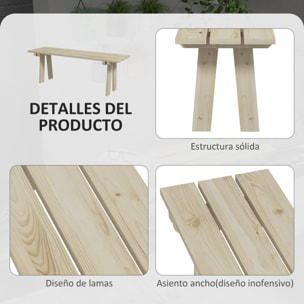Outsunny Banco de Madera Banco de Jardín de 2 Plazas Carga 220 kg Banco de Exterior para Patio Terraza Piscina 130x38x45 cm Natural