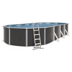 Piscine hors sol acier ovale 9,15 x 4,55 x 1,32 m anthracite VARUNA