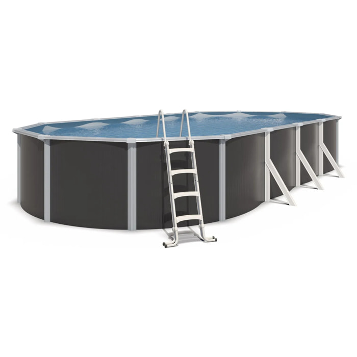 Piscine hors sol acier ovale 9,15 x 4,55 x 1,32 m anthracite VARUNA