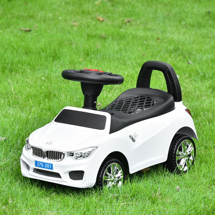 Coche Correpasillos para Niños 18-36 Meses con Faros Música 63,5x28x36 cm Blanco