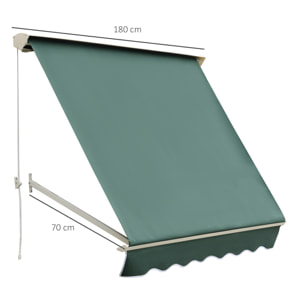 Store banne manuel inclinaison réglable aluminium polyester imperméabilisé 70L x 180l cm vert