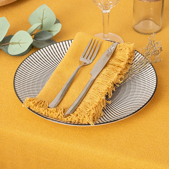 Lot de 2 serviettes de table "Maha" - coton - jaune ocre - 40x40 cm