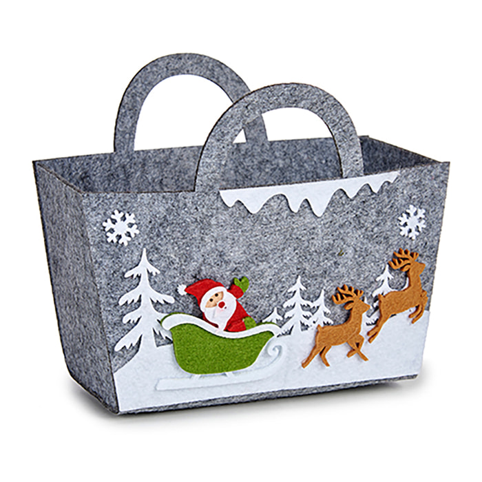DAM Cesta decoracion navidad con asa 21,5x10x18,5 Cm. Color: Gris
