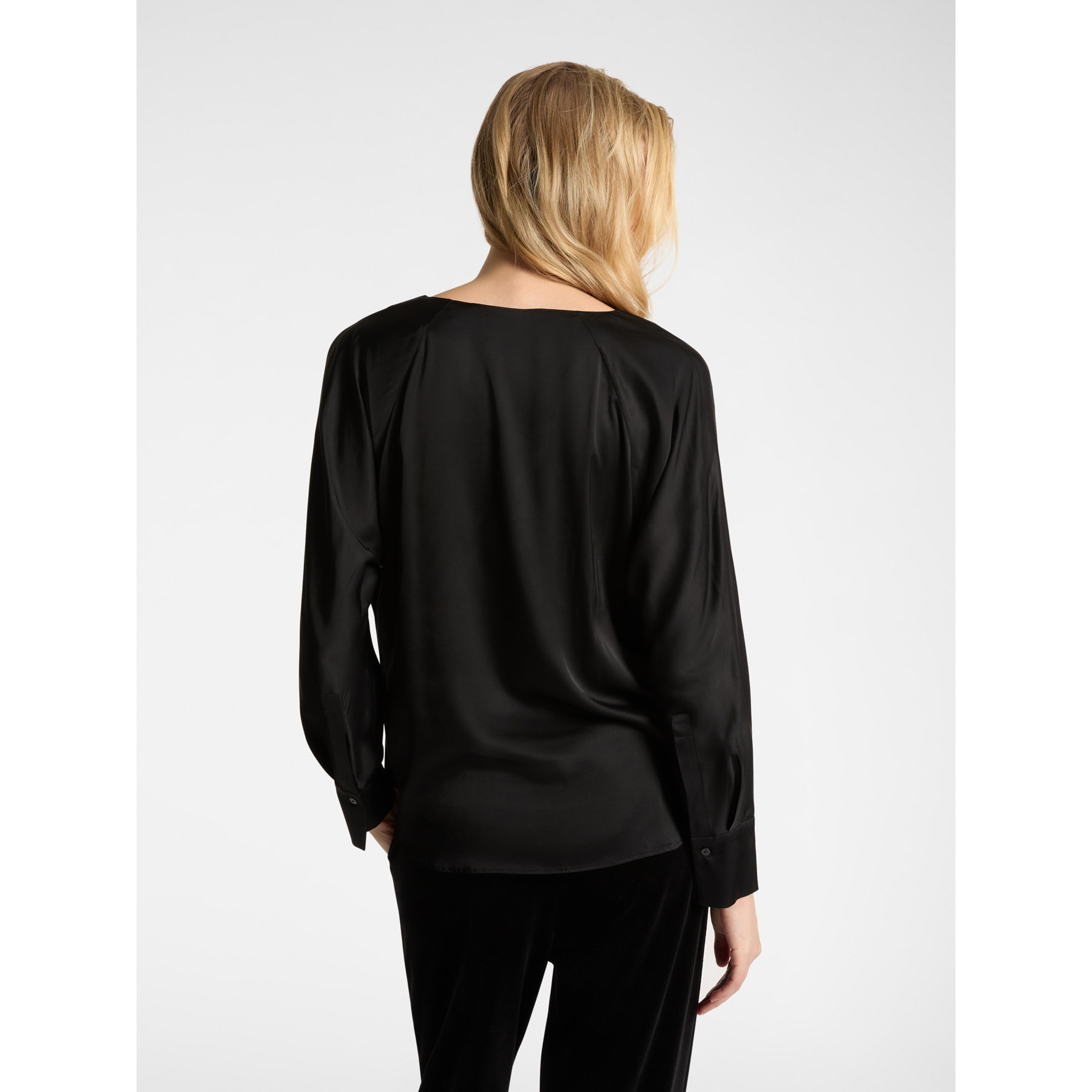 Elena Mirò - Blusa de satén de viscosa LENZING™ ECOVERO™ - Negro