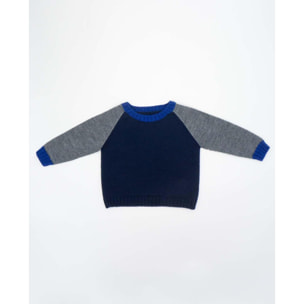 Jersey azul oscuro con mangas en gris