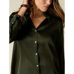 Oltre - Camicia in raso - Verde militare