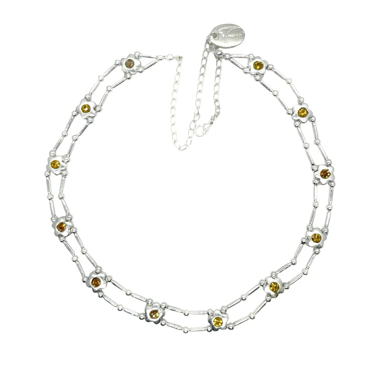 Gargantilla flores Sw en topaz plata 10µ