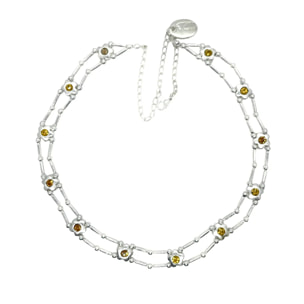 Gargantilla flores Sw en topaz plata 10µ