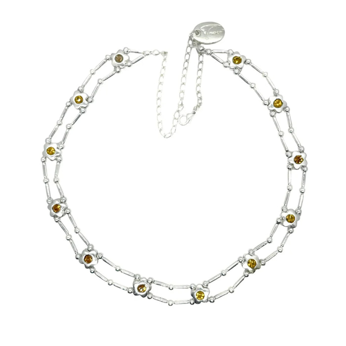 Gargantilla flores Sw en topaz plata 10µ