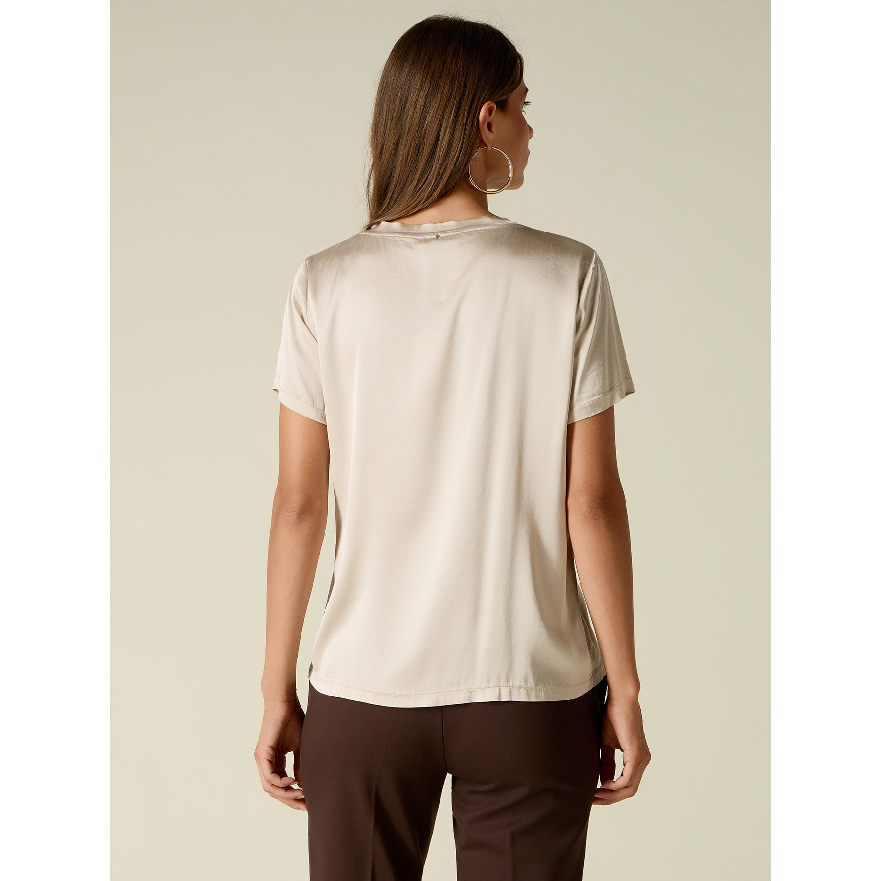 Oltre - Blusa in raso misto viscosa - Beige
