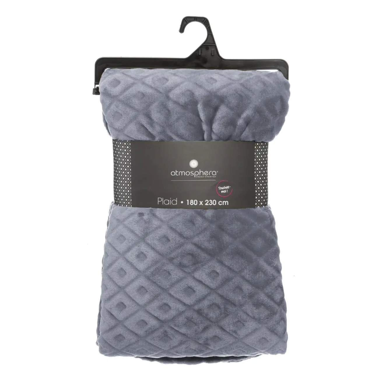 Plaid "3D Losange" flanelle gris ardoise 180x230cm