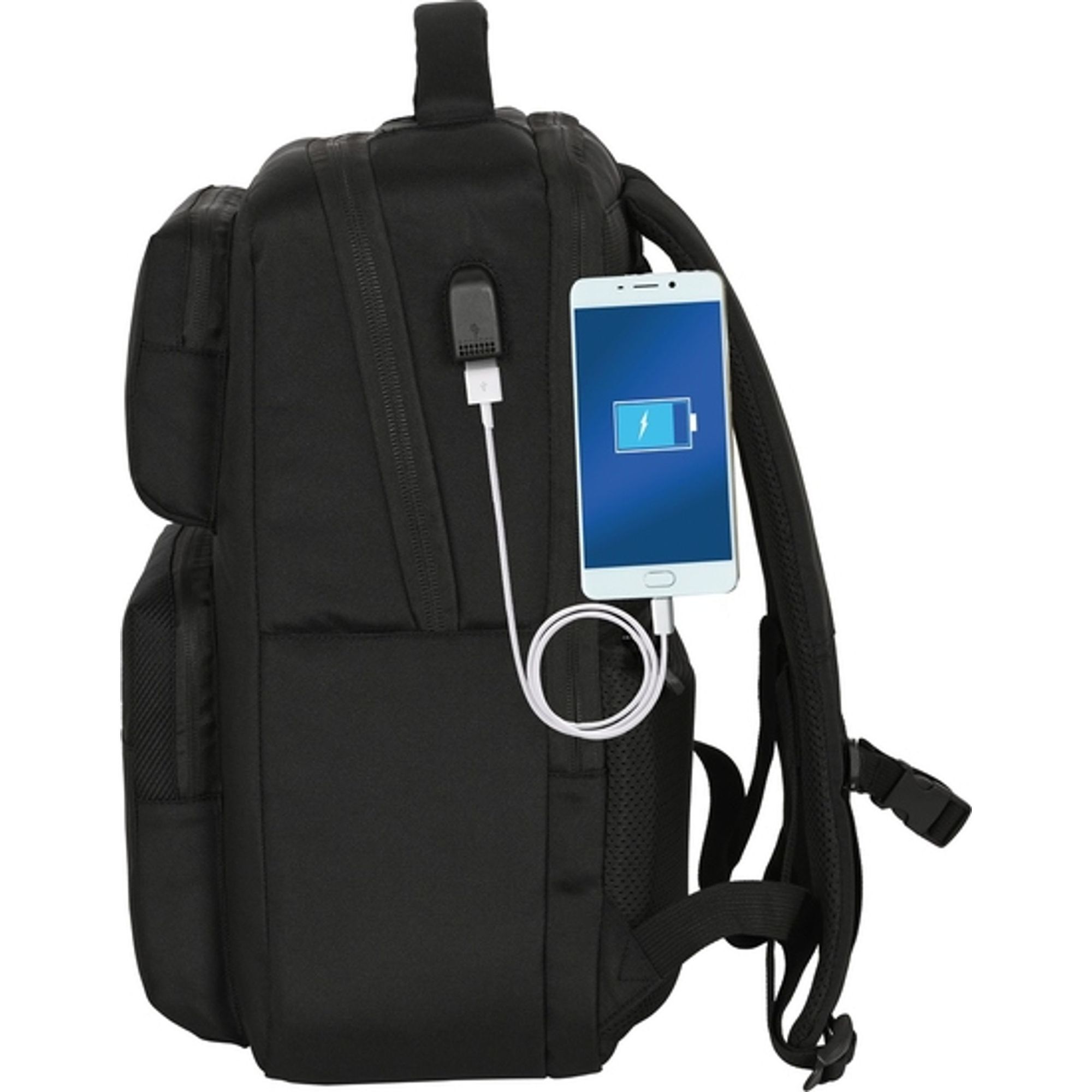 Mochila 2 bolsillos portatil 15,6+usb real madrid premium