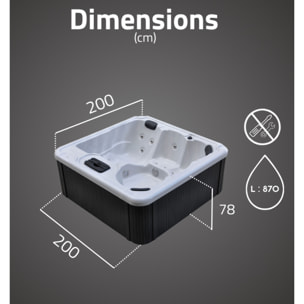 Bestway Spa rigide carré 5 personnes 12 jets eau 14 jets air