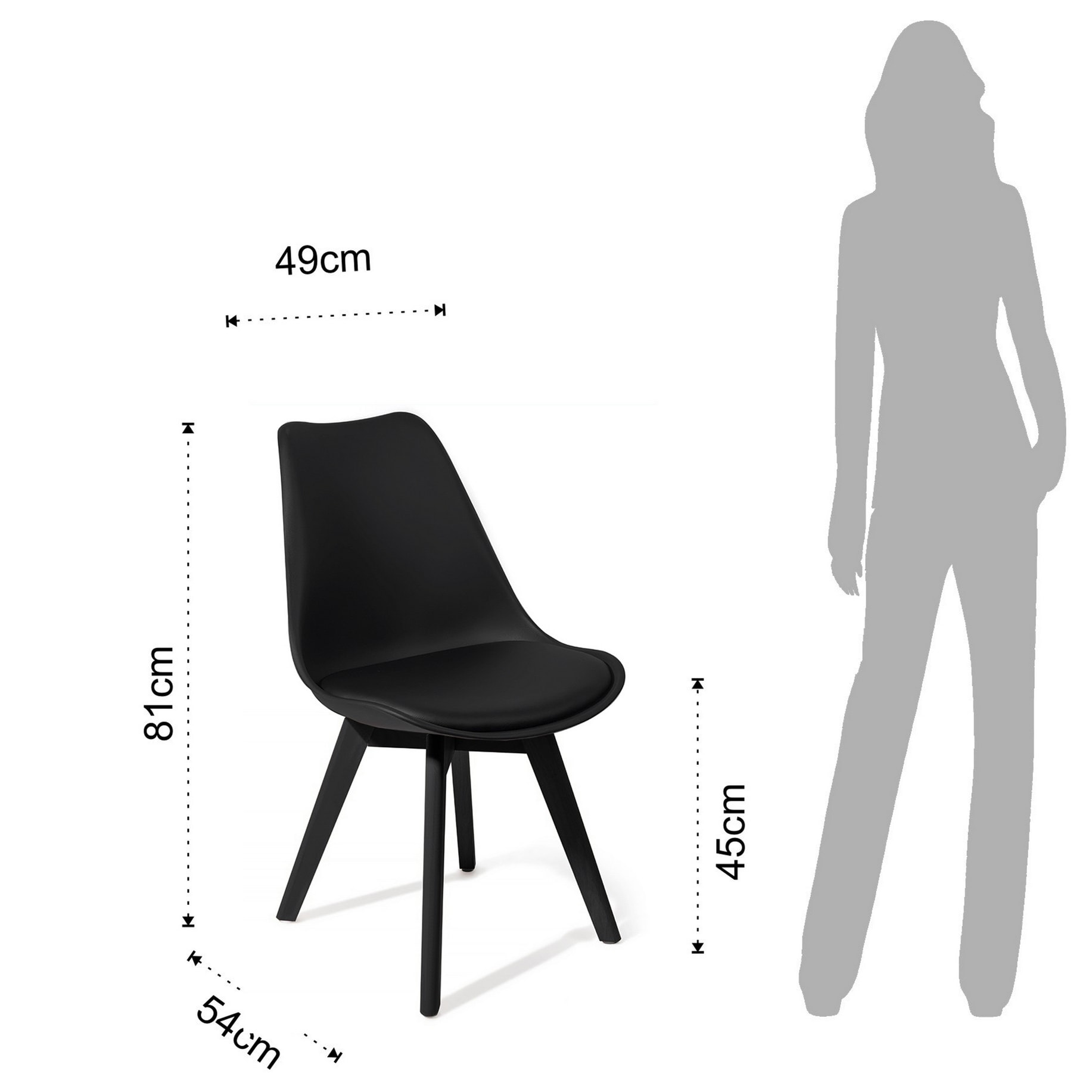 Tomasucci Lot de 4 Chaises KIKI EVO BLACK Noir