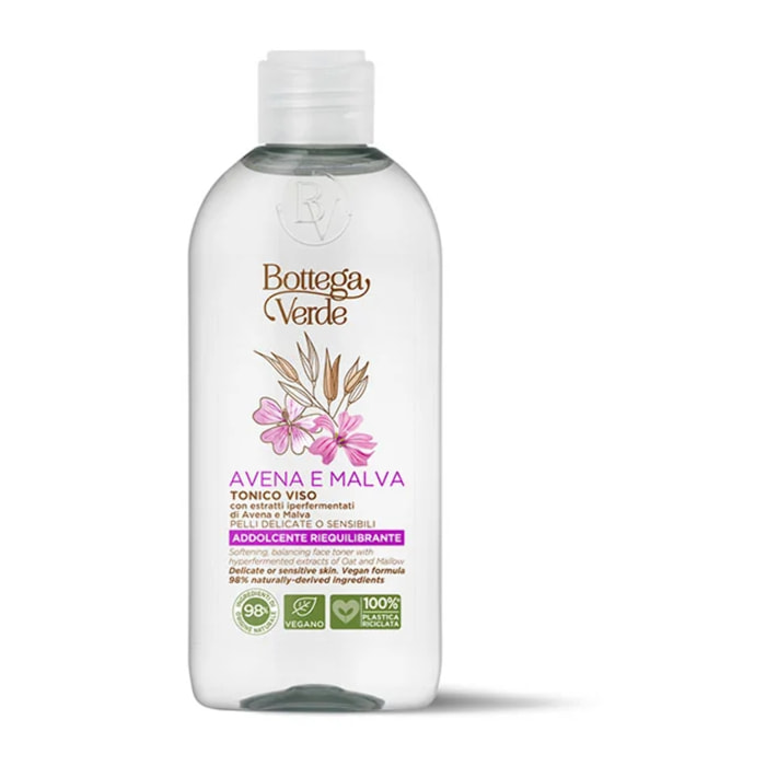 Avena e Malva - Tonico viso - addolcente riequilibrante - con estratti iperfermentati di Avena e Malva - pelli delicate o sensibili