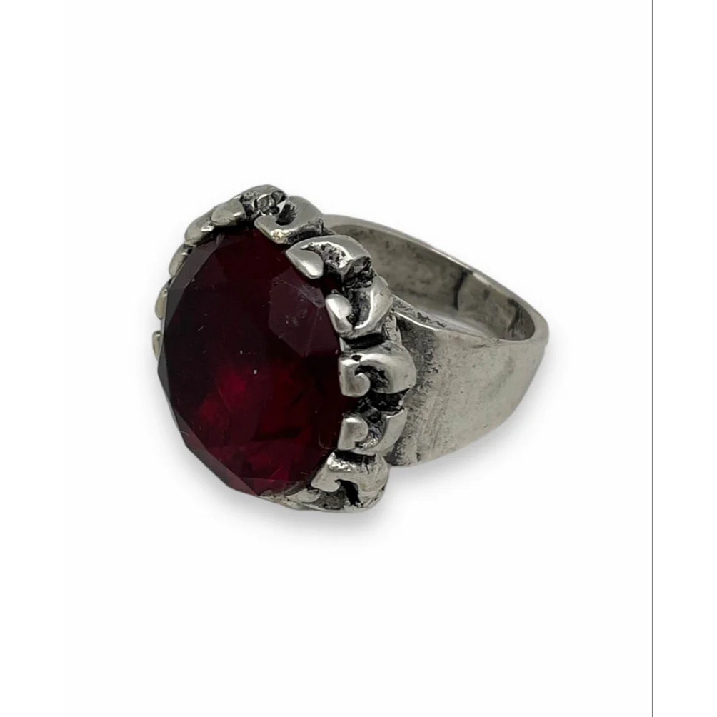 Anillo solitario Daiya plata cristal rojo T15