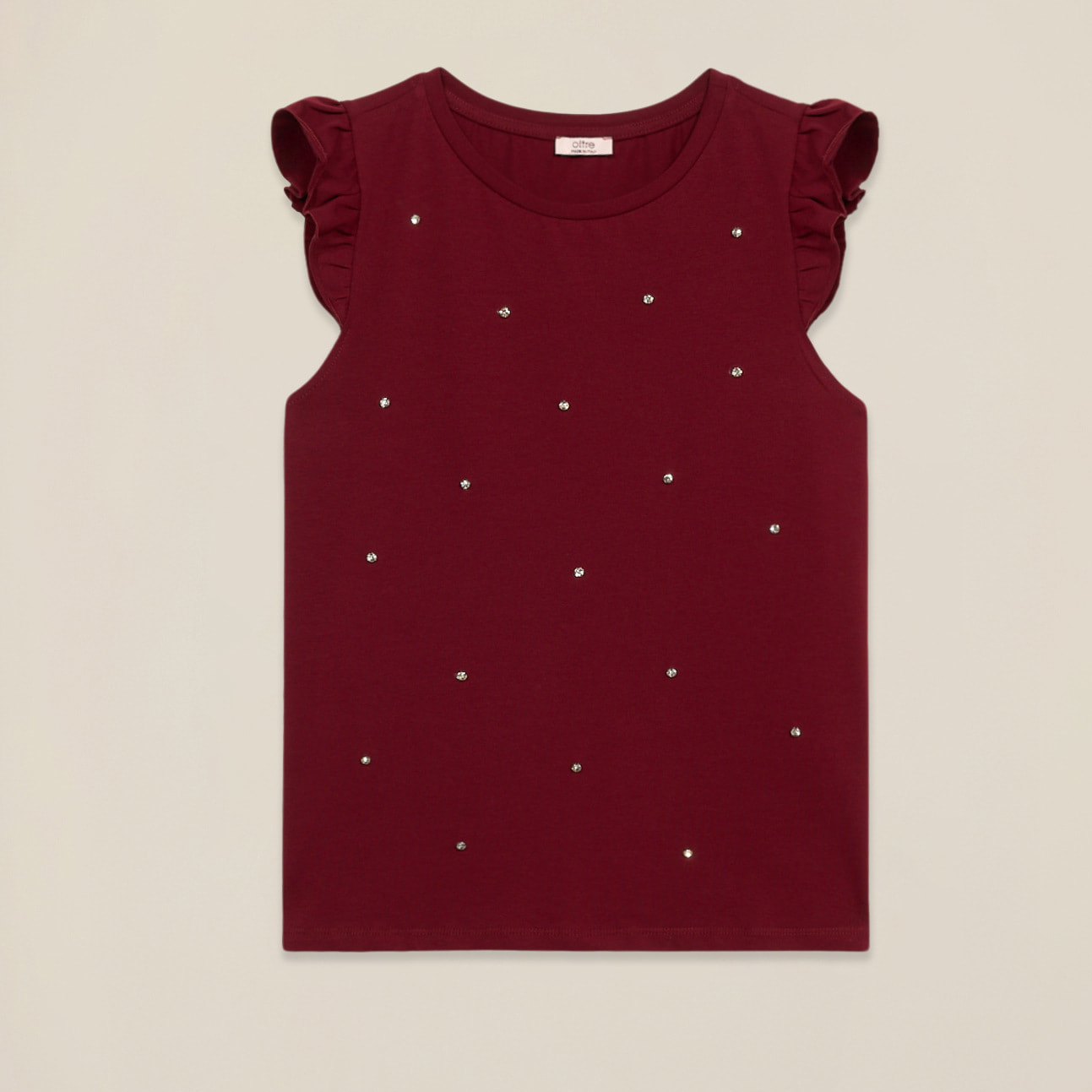 Oltre - Top in jersey con castoni - Burgundy