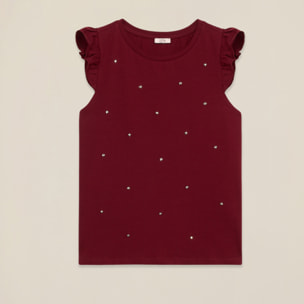 Oltre - Top in jersey con castoni - Burgundy