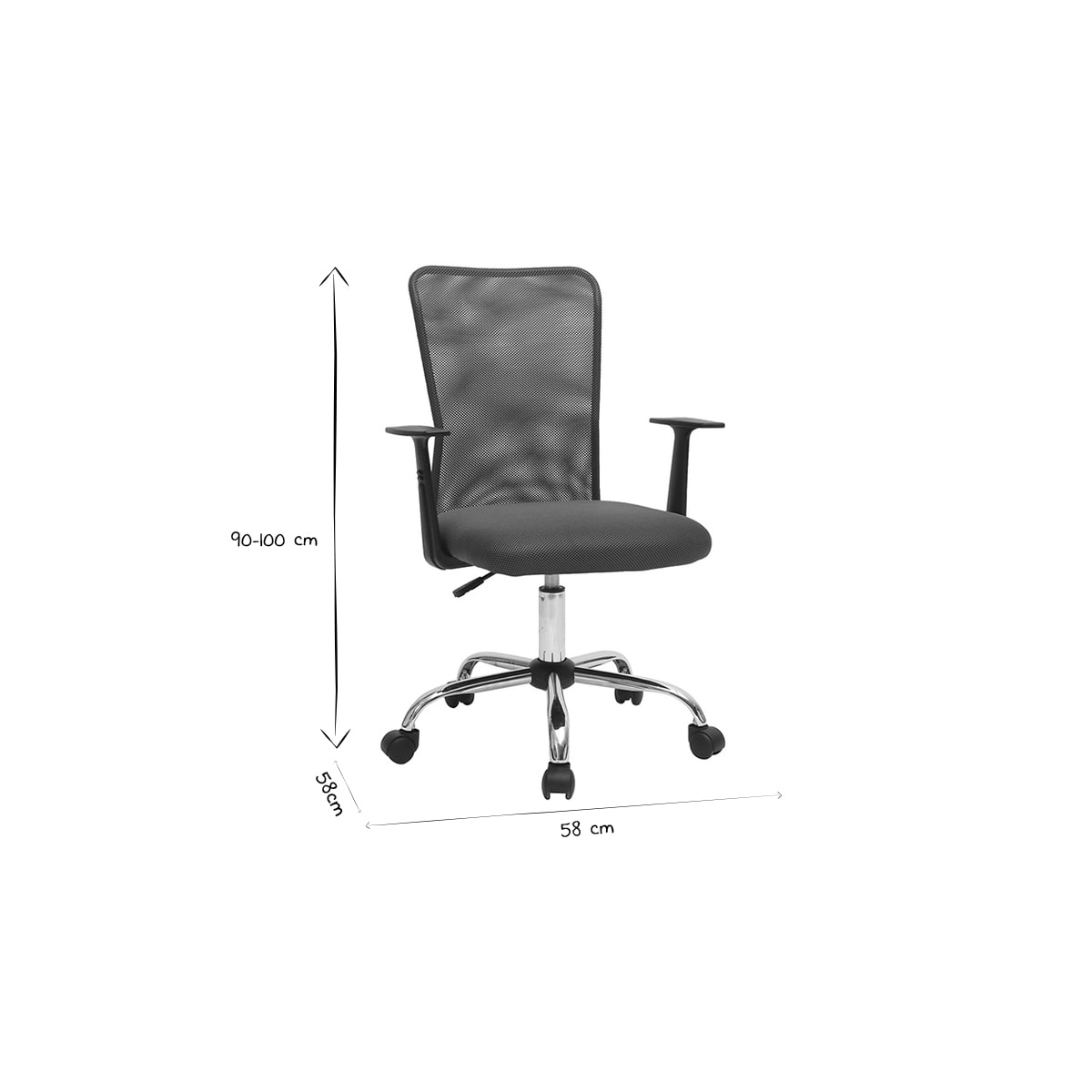 Fauteuil de bureau à roulettes design en mesh blanc et acier chromé PLUZ