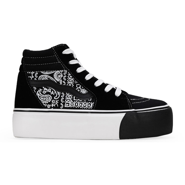 Zapatillas de tela altas negras con plataforma