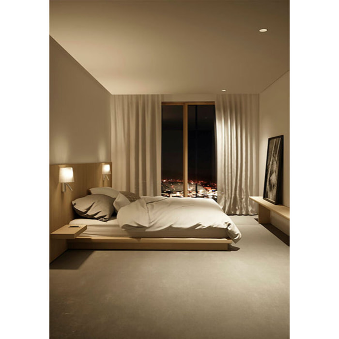 LEDS C4 SCREEN | Aplique Interior para iluminar frontalmente | LED Blanco Cálido | Para Bombilla E27 | Color blanco y Niquel Satinado