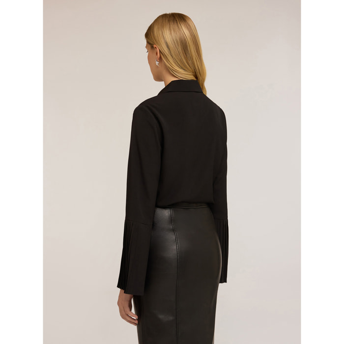 Motivi - Camicia con maniche plissé - Nero