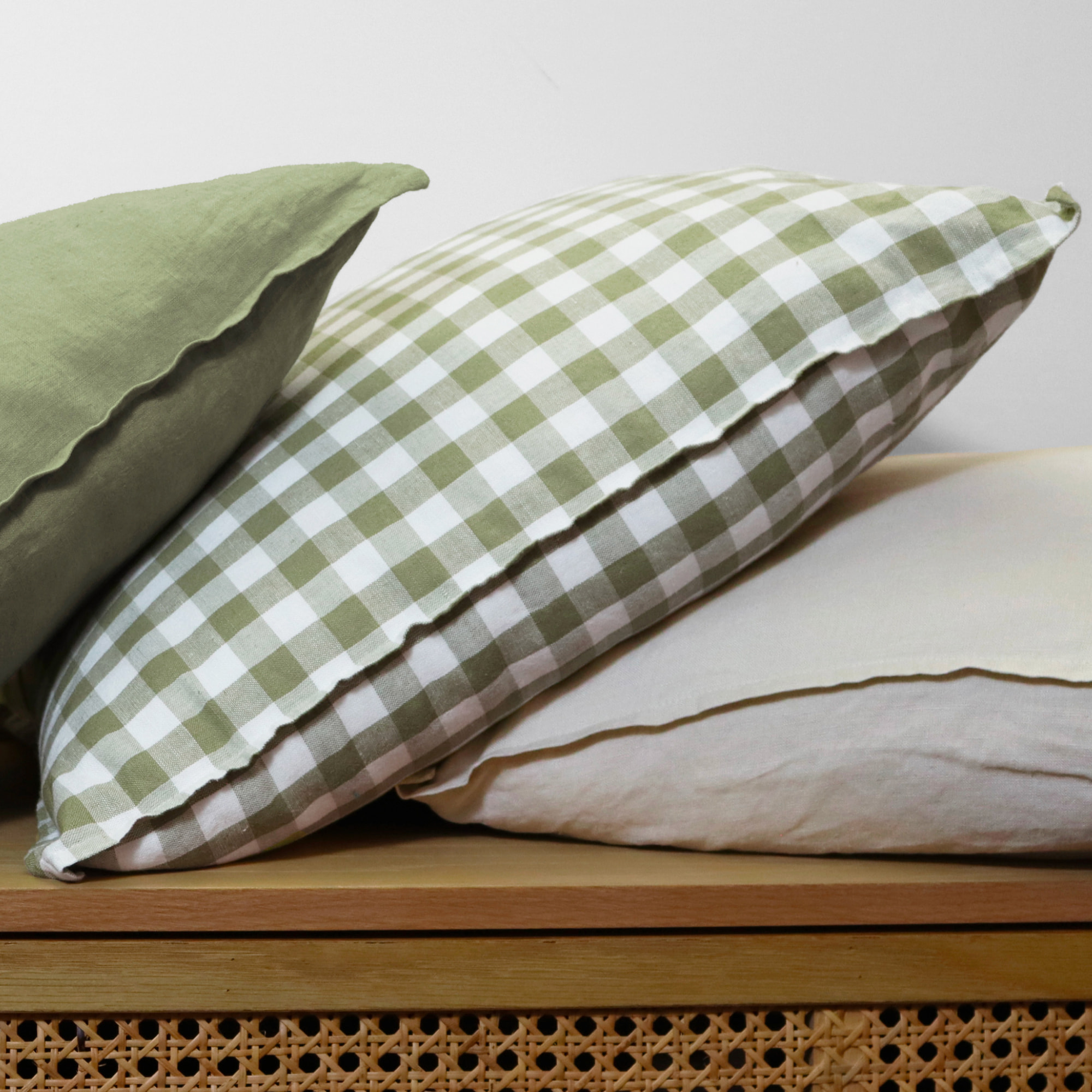 Housse de coussin en coton et lin, PASSION VICHY