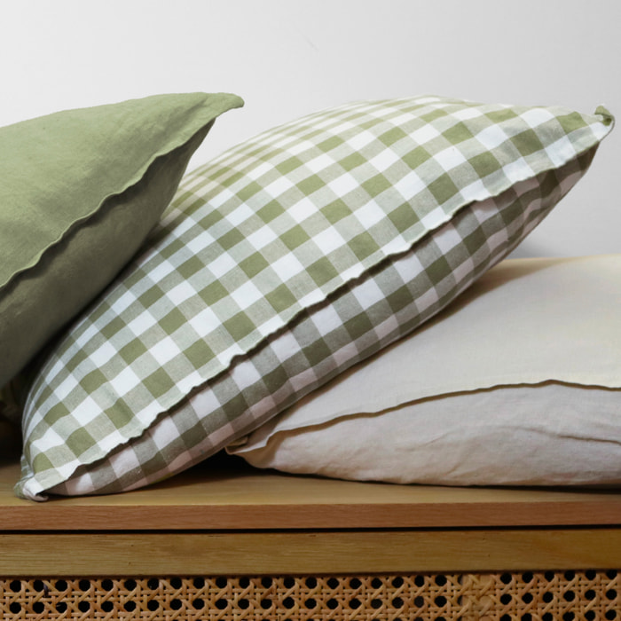 Housse de coussin en coton et lin, PASSION VICHY