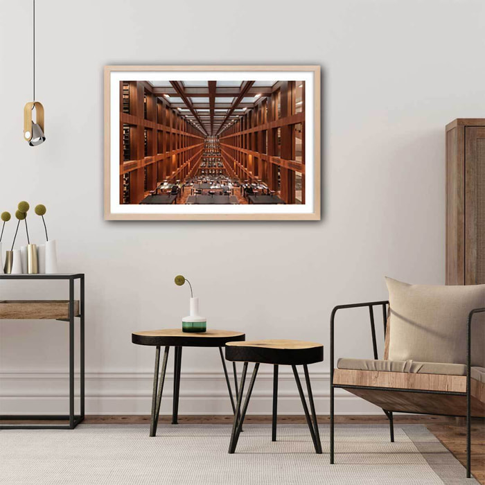Affiche photo library in berlin - Affiche + cadre en bois - Chêne